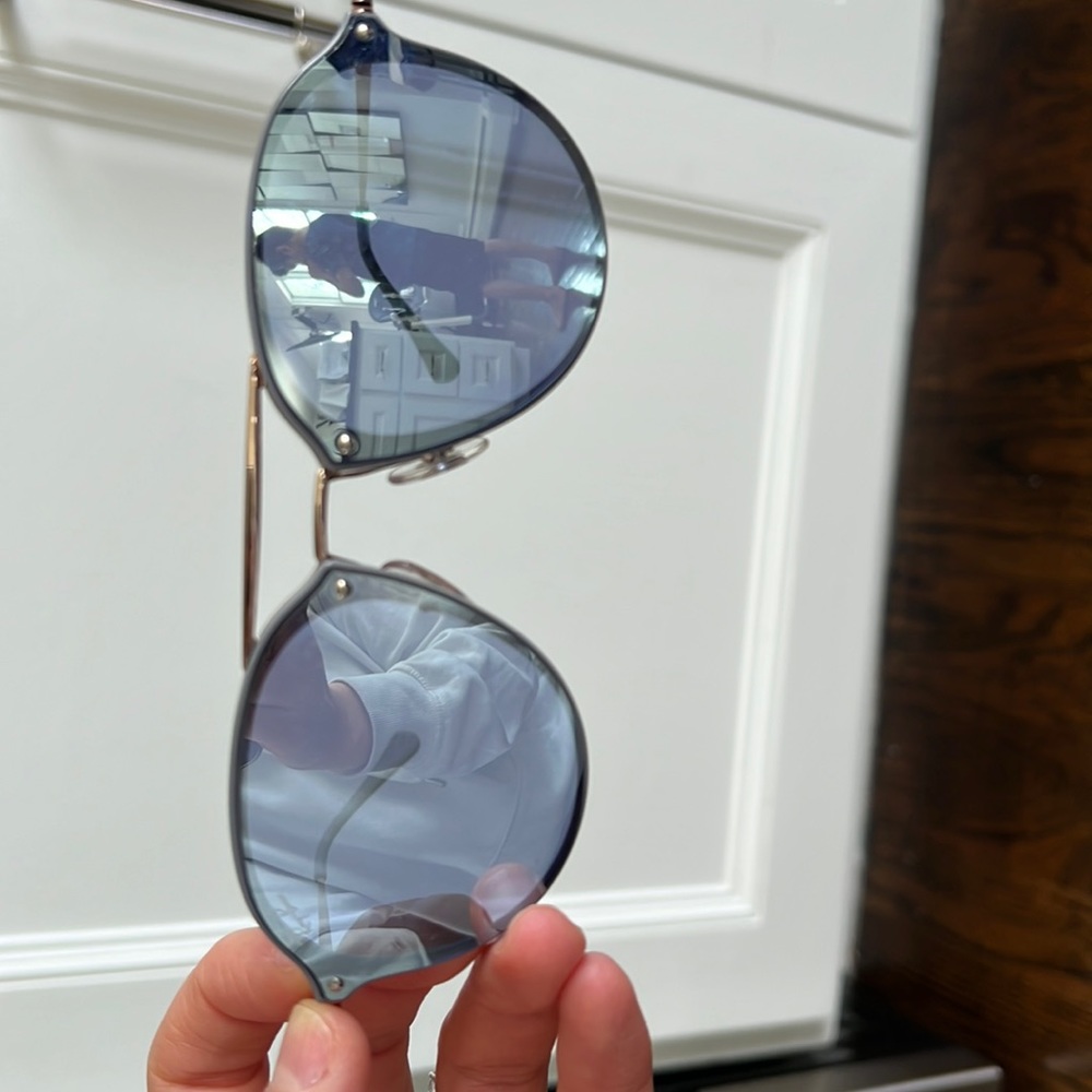 Ray Ban 59mm blaze round mirrored sunglasses  Blue/Gold